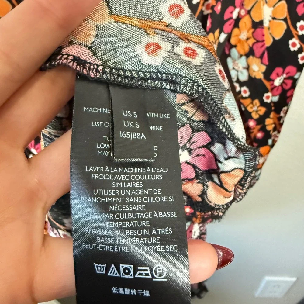 Free People Daisy Jane‎ Mini Dress Dark Floral Combo Size Small